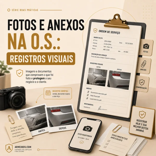 Fotos e anexos na O.S.: como proteger a oficina com registros visuais